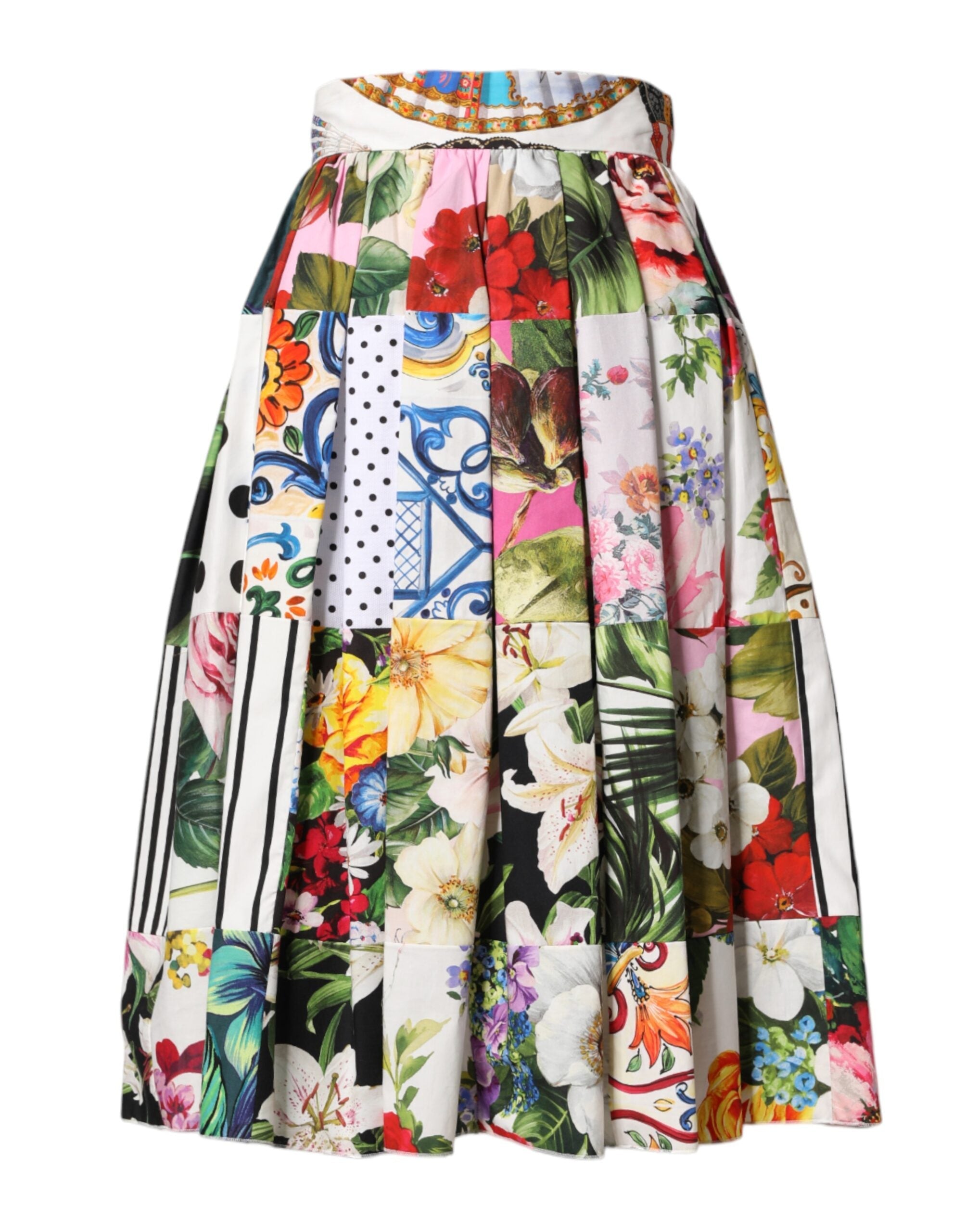 Dolce & Gabbana Multicolor Patchwork High Waist Midi Skirt Dolce & Gabbana