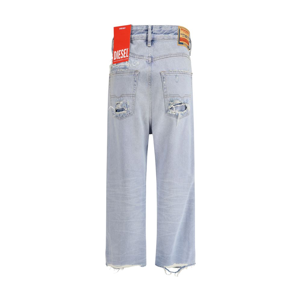 Diesel Light Blue Cotton Relaxed Fit Jeans Diesel