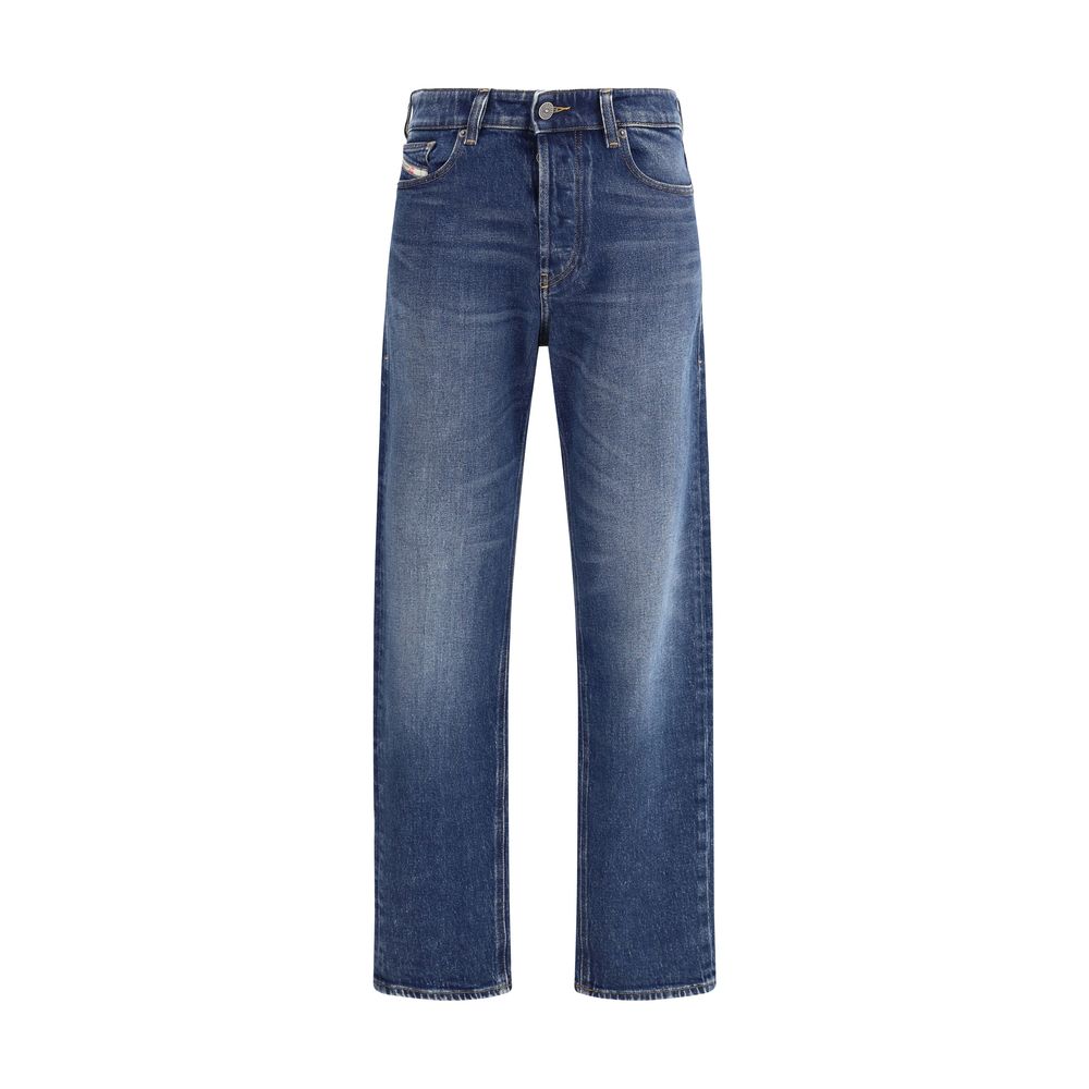 Diesel Blue Cotton Straight-Leg Jeans Diesel
