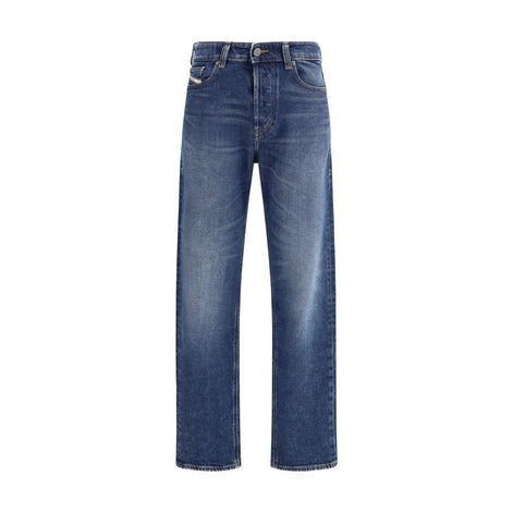 Diesel Blue Cotton Straight-Leg Jeans Diesel