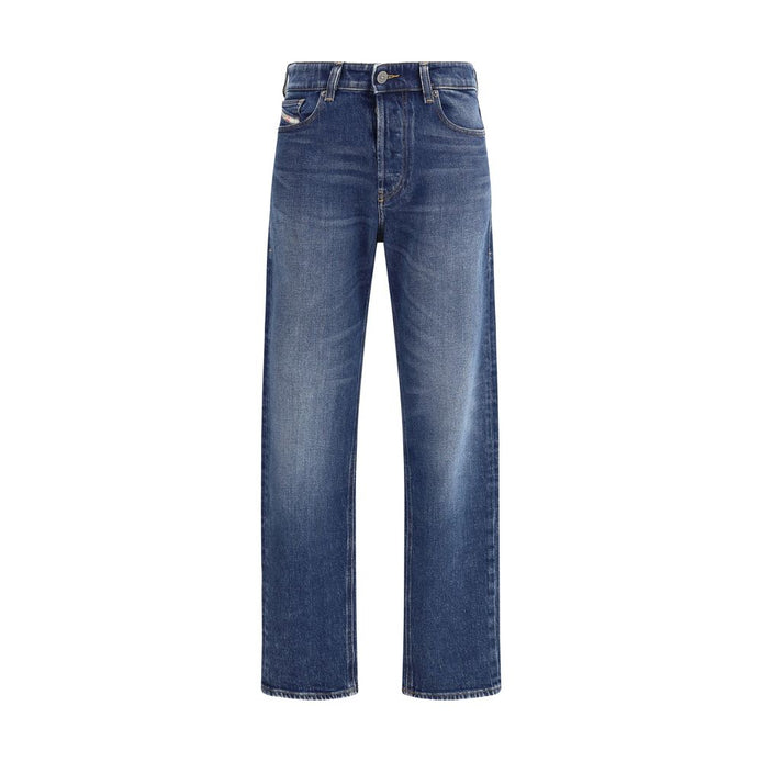 Diesel Blue Cotton Straight-Leg Jeans Diesel