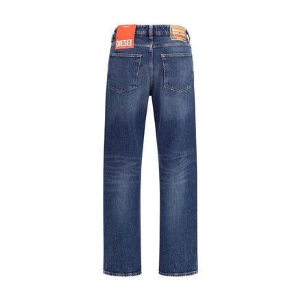 Diesel Blue Cotton Straight-Leg Jeans Diesel