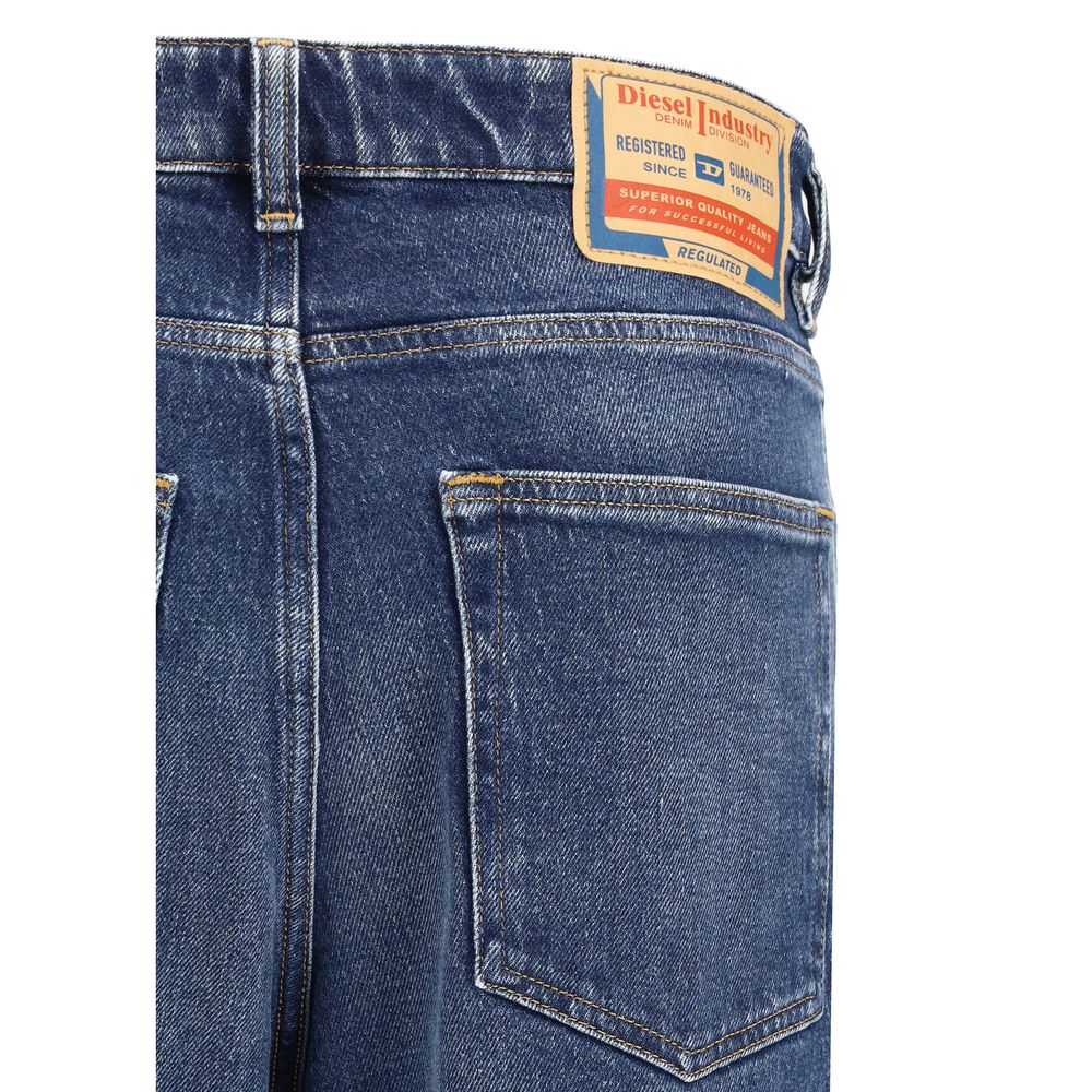 Diesel Blue Cotton Straight-Leg Jeans Diesel