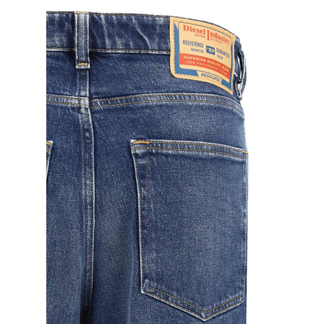Diesel Blue Cotton Straight-Leg Jeans Diesel