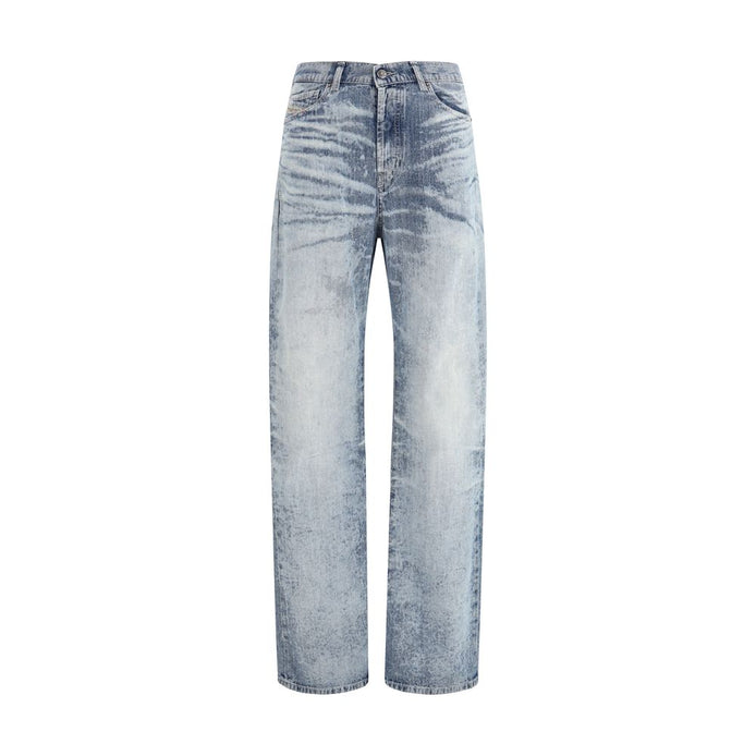 Diesel Blue Cotton Straight-Leg Jeans Diesel