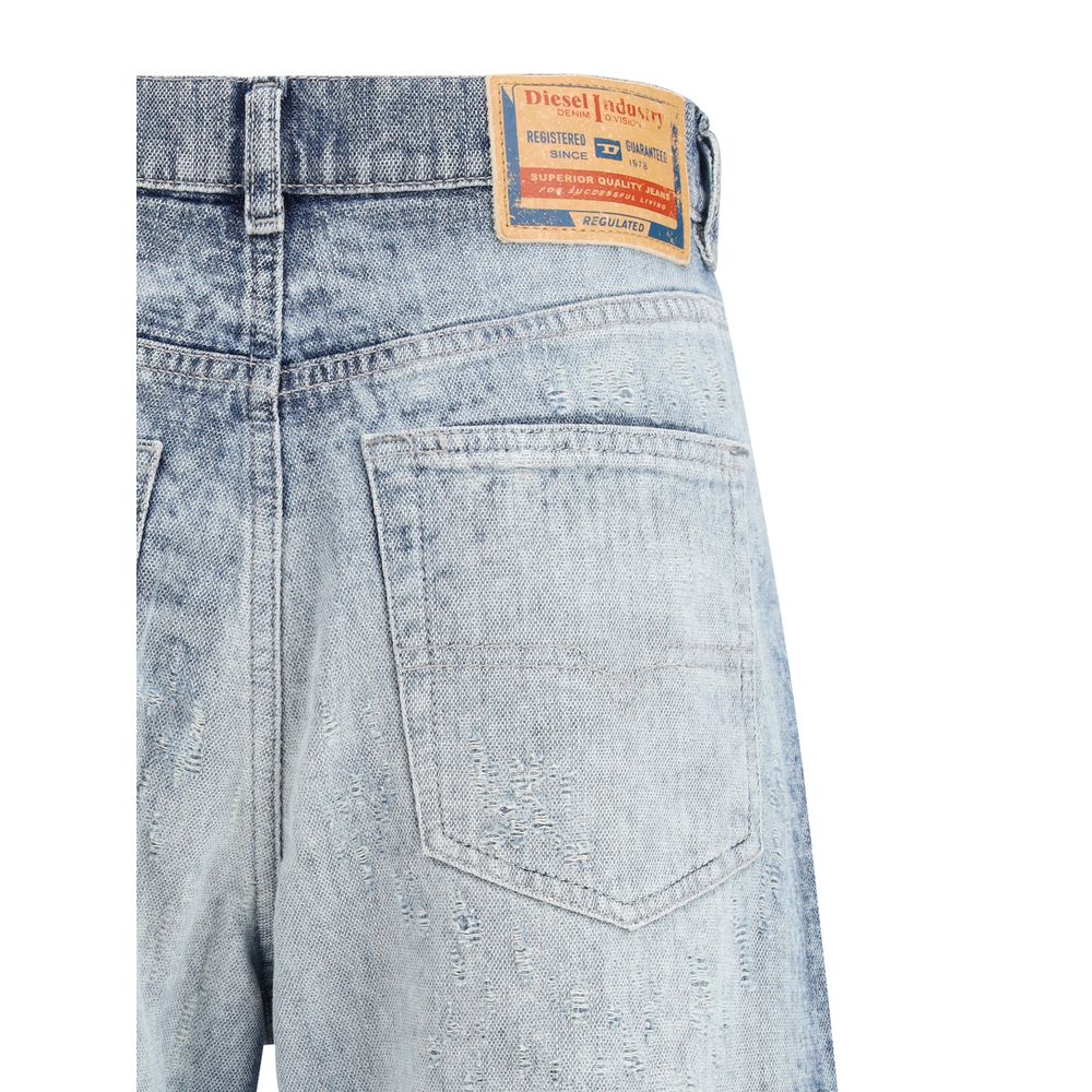 Diesel Blue Cotton Straight-Leg Jeans Diesel