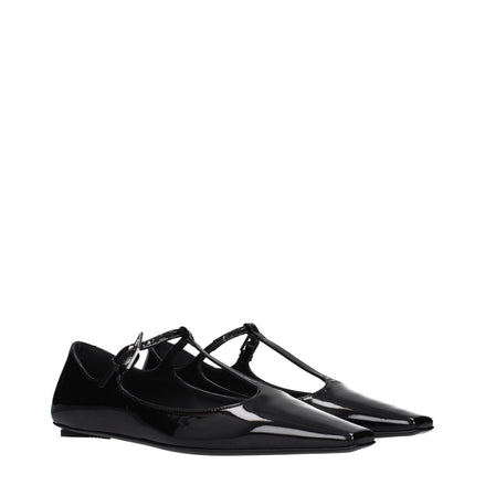The Attico Black Leather Ballet Flats The Attico