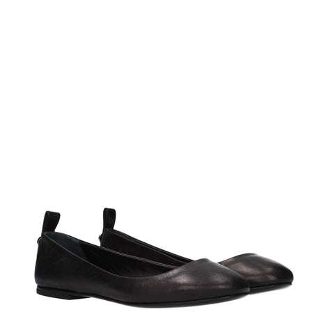 The Attico Black Leather Ballet Flats The Attico
