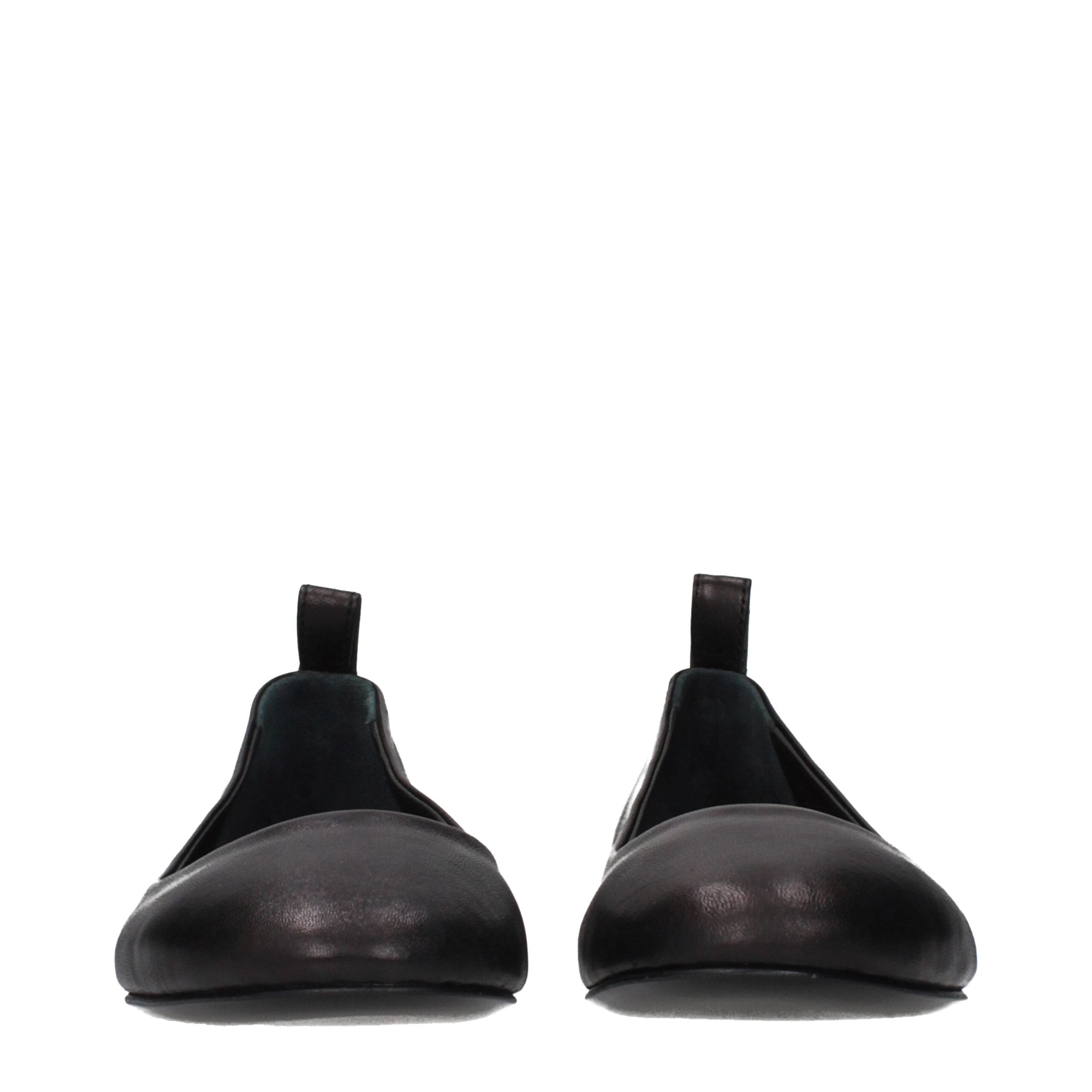 The Attico Black Leather Ballet Flats The Attico