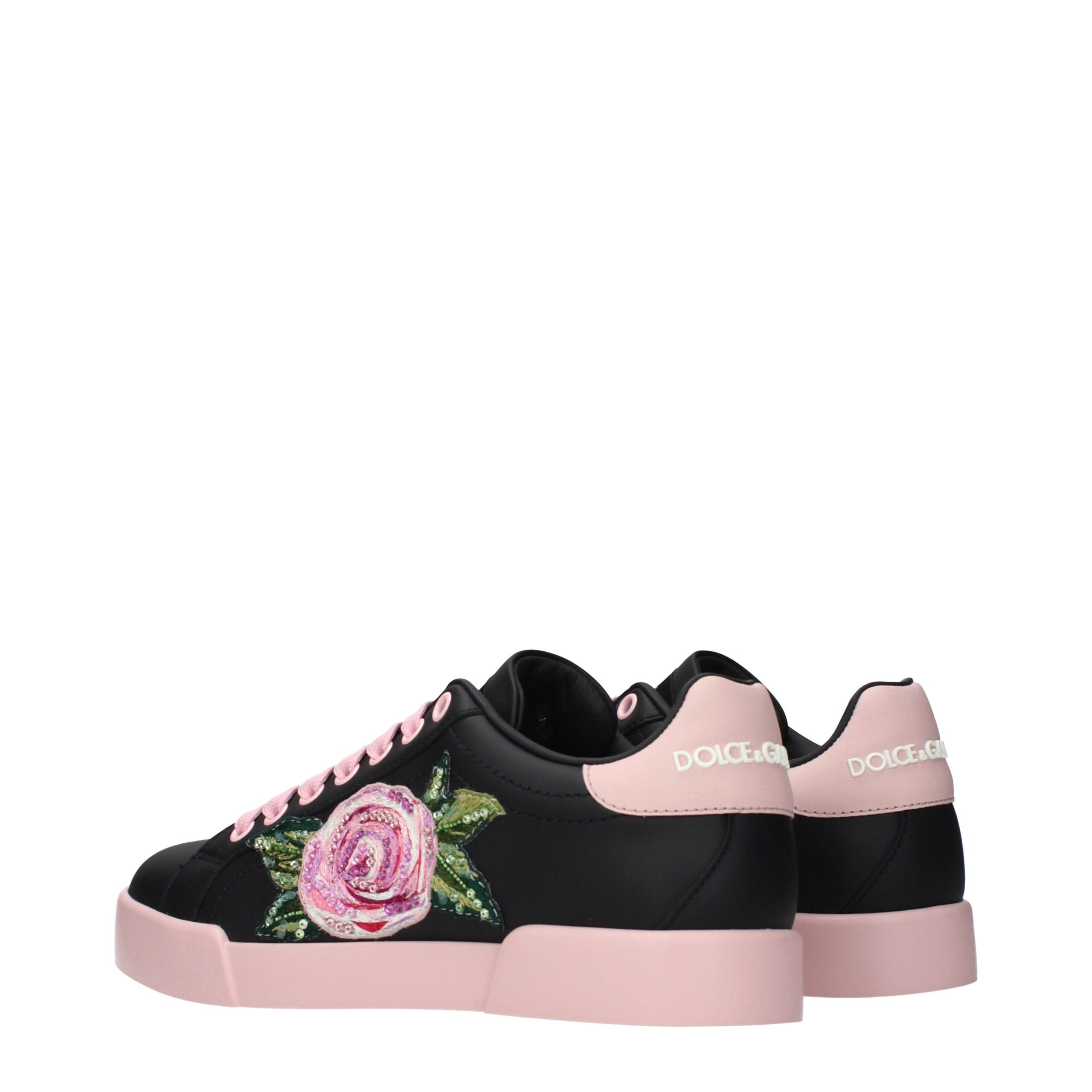 Dolce & Gabbana Black Leather Sneakers Dolce & Gabbana