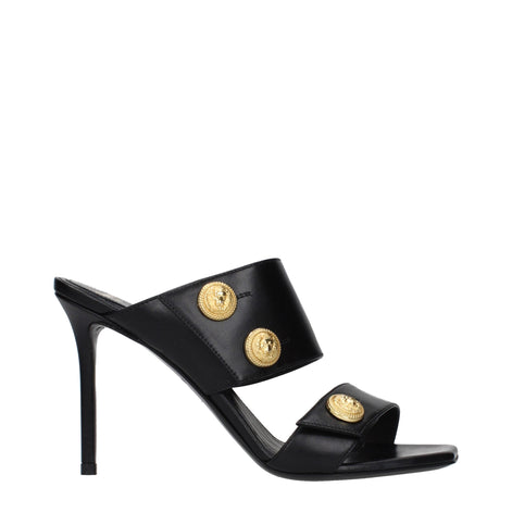 Balmain Black Leather Stiletto Heel Sandals Balmain