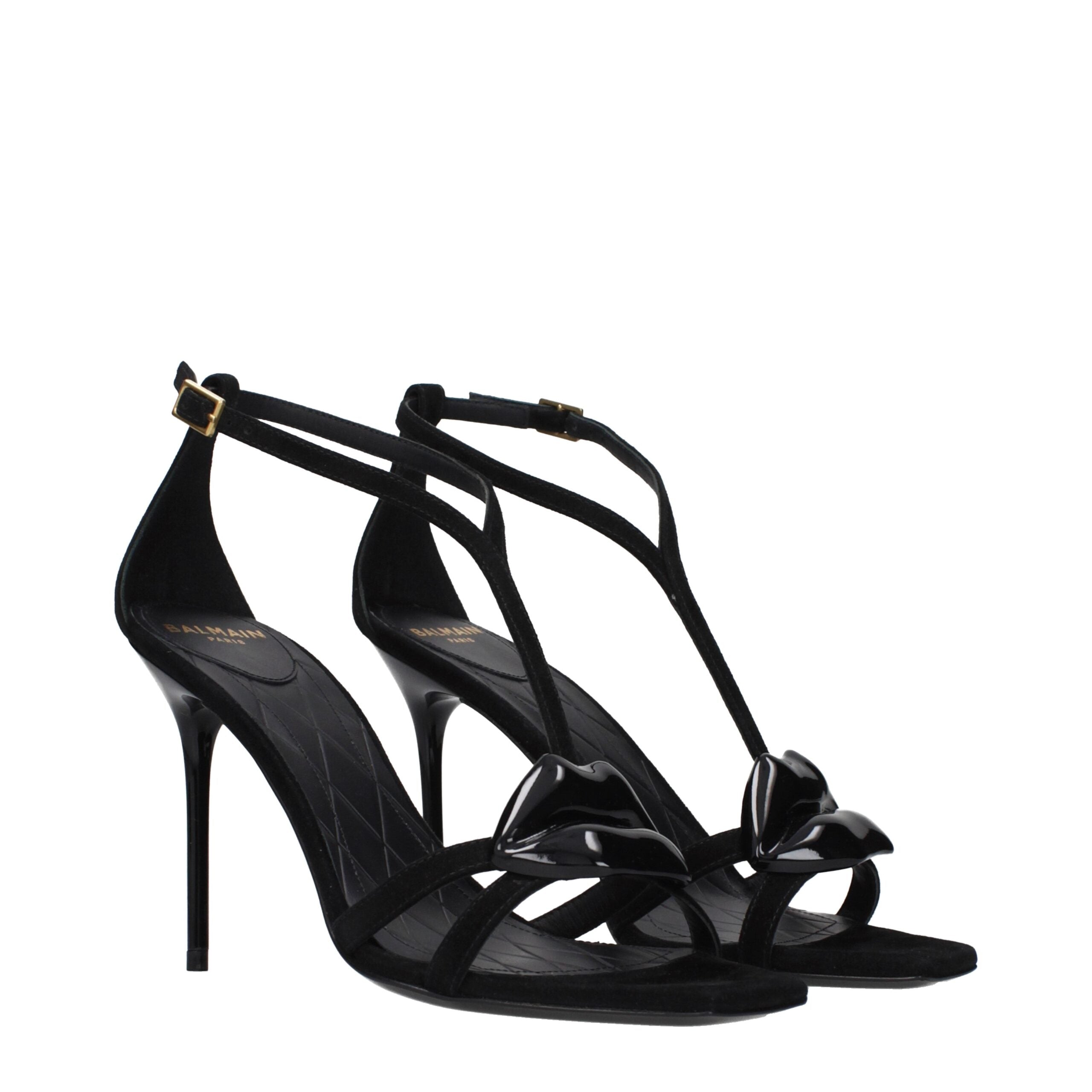 Balmain Black Leather Stiletto Heel Sandals Balmain