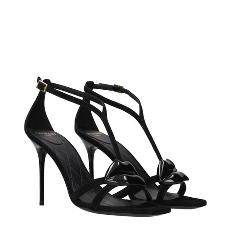Balmain Black Leather Stiletto Heel Sandals Balmain