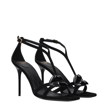 Balmain Black Leather Stiletto Heel Sandals Balmain