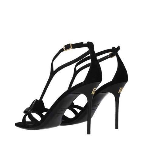 Balmain Black Leather Stiletto Heel Sandals Balmain