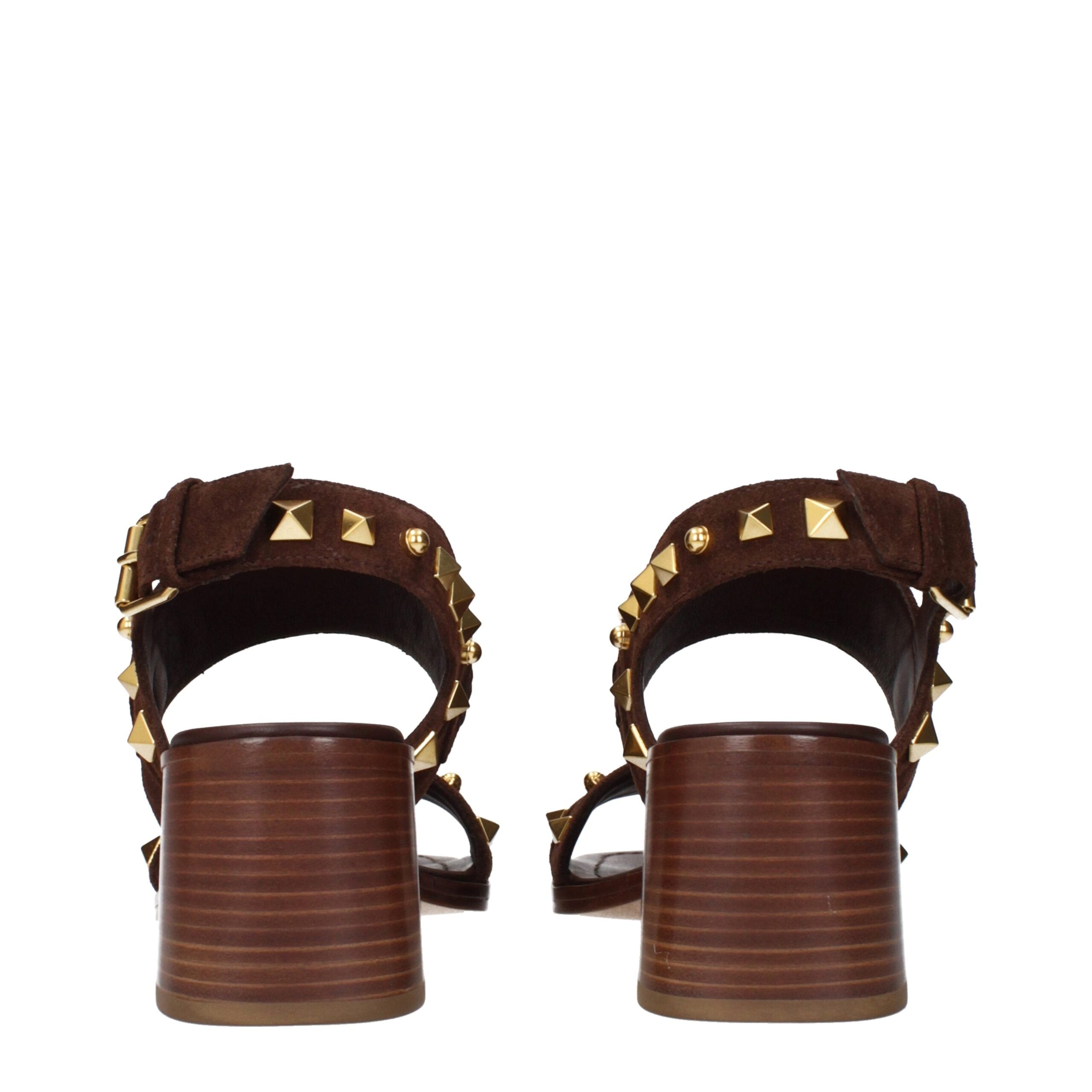 Valentino Garavani Brown Leather Strap-On Sandals Valentino Garavani