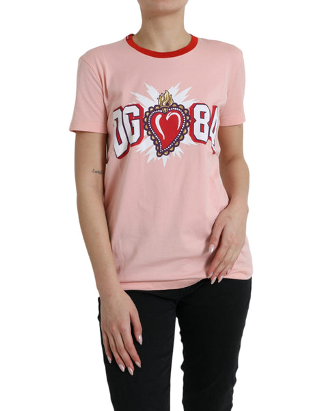 Dolce & Gabbana Pink Graphic Print Cotton Crew Neck T-shirt Dolce & Gabbana