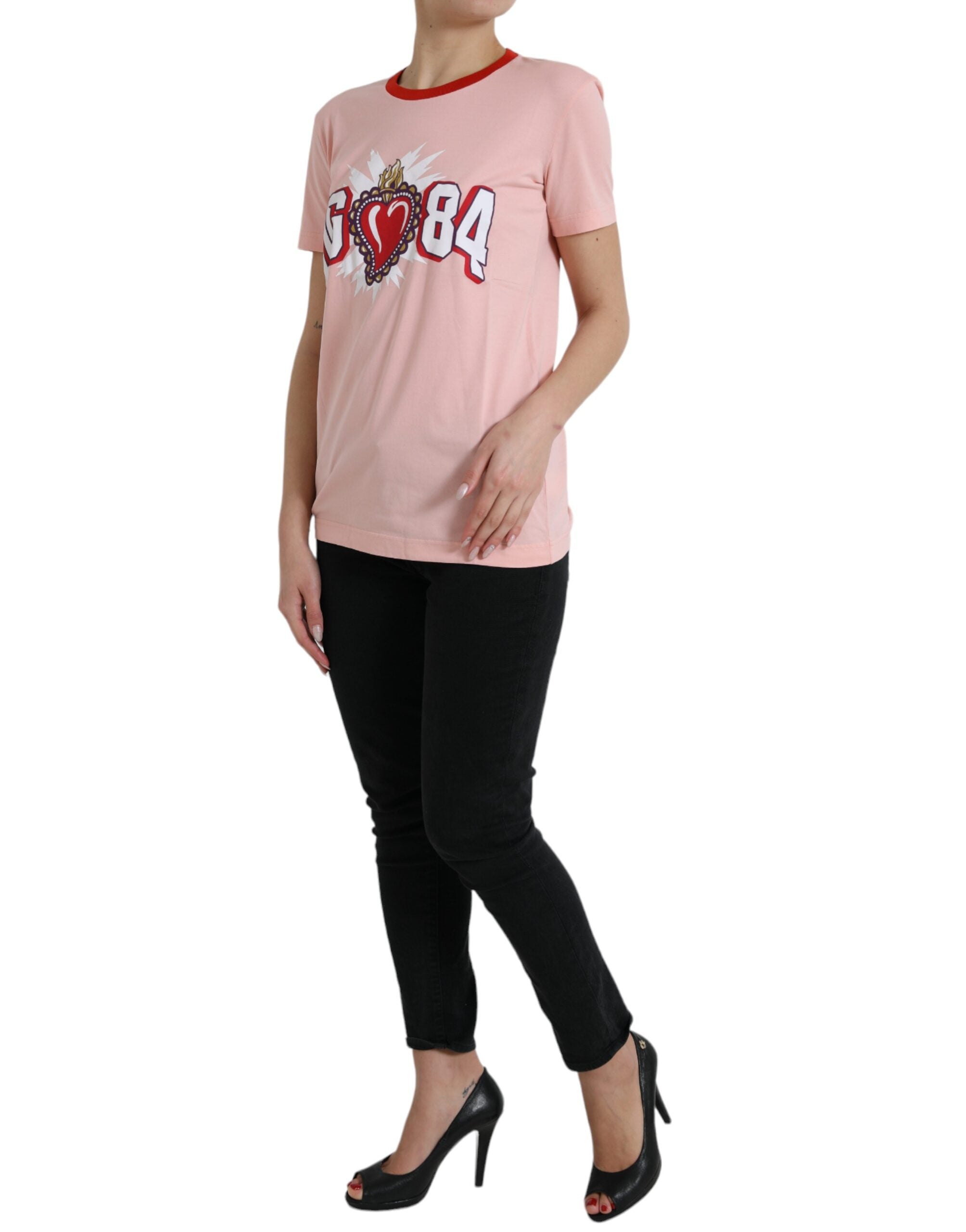 Dolce & Gabbana Pink Graphic Print Cotton Crew Neck T-shirt Dolce & Gabbana