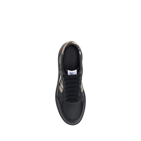 Burberry Black Calf Leather Bos Taurus Low Top Sneakers Burberry