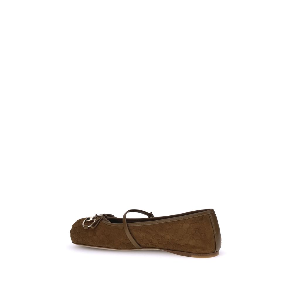 Gucci Brown Goatskin Ballet Flats Gucci
