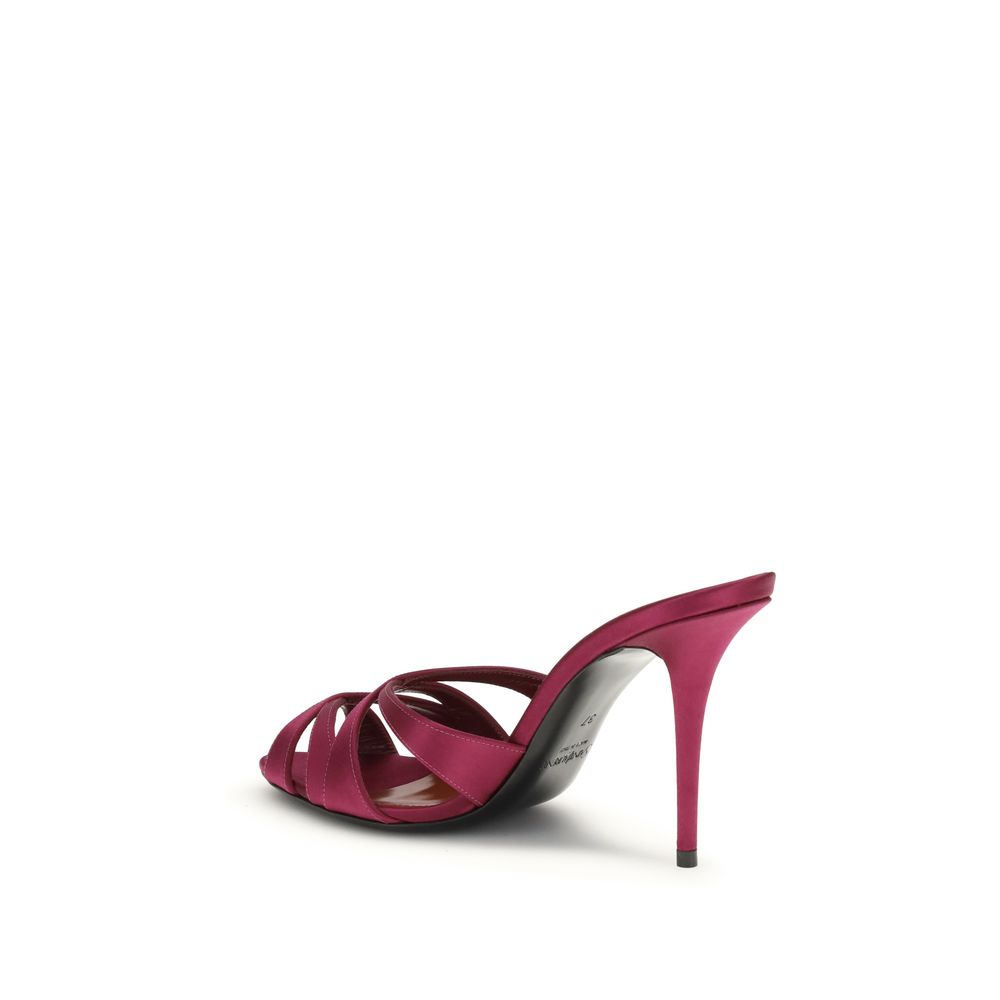 Saint Laurent Bordeaux Silk Stiletto Heel Sandals Saint Laurent