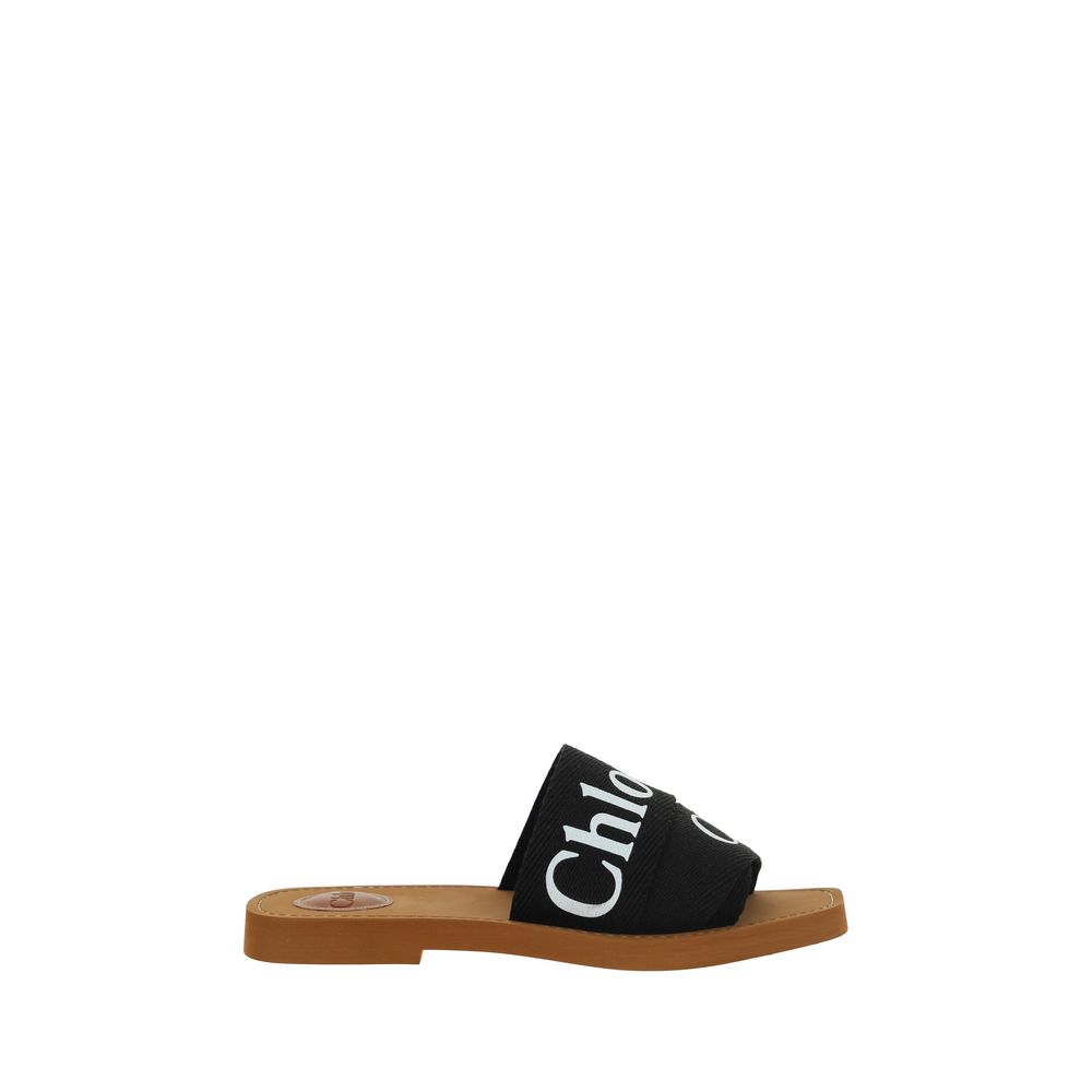 Chloé Black Rubber Flat Sandals Chloé