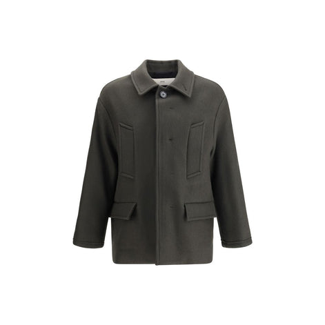 Ami Paris Gray Fleece Wool Coat Ami Paris