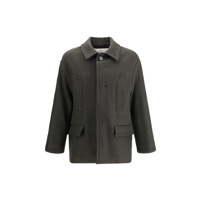 Ami Paris Gray Fleece Wool Coat Ami Paris