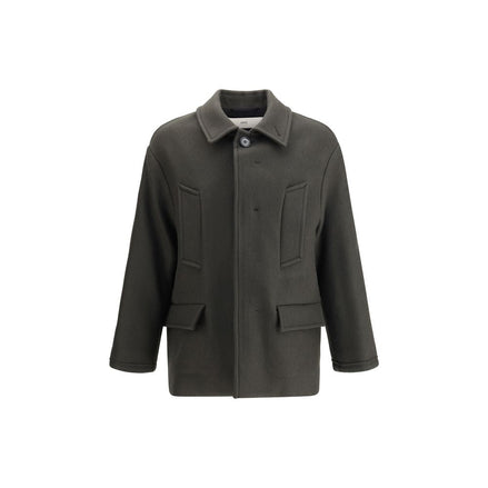 Ami Paris Gray Fleece Wool Coat Ami Paris