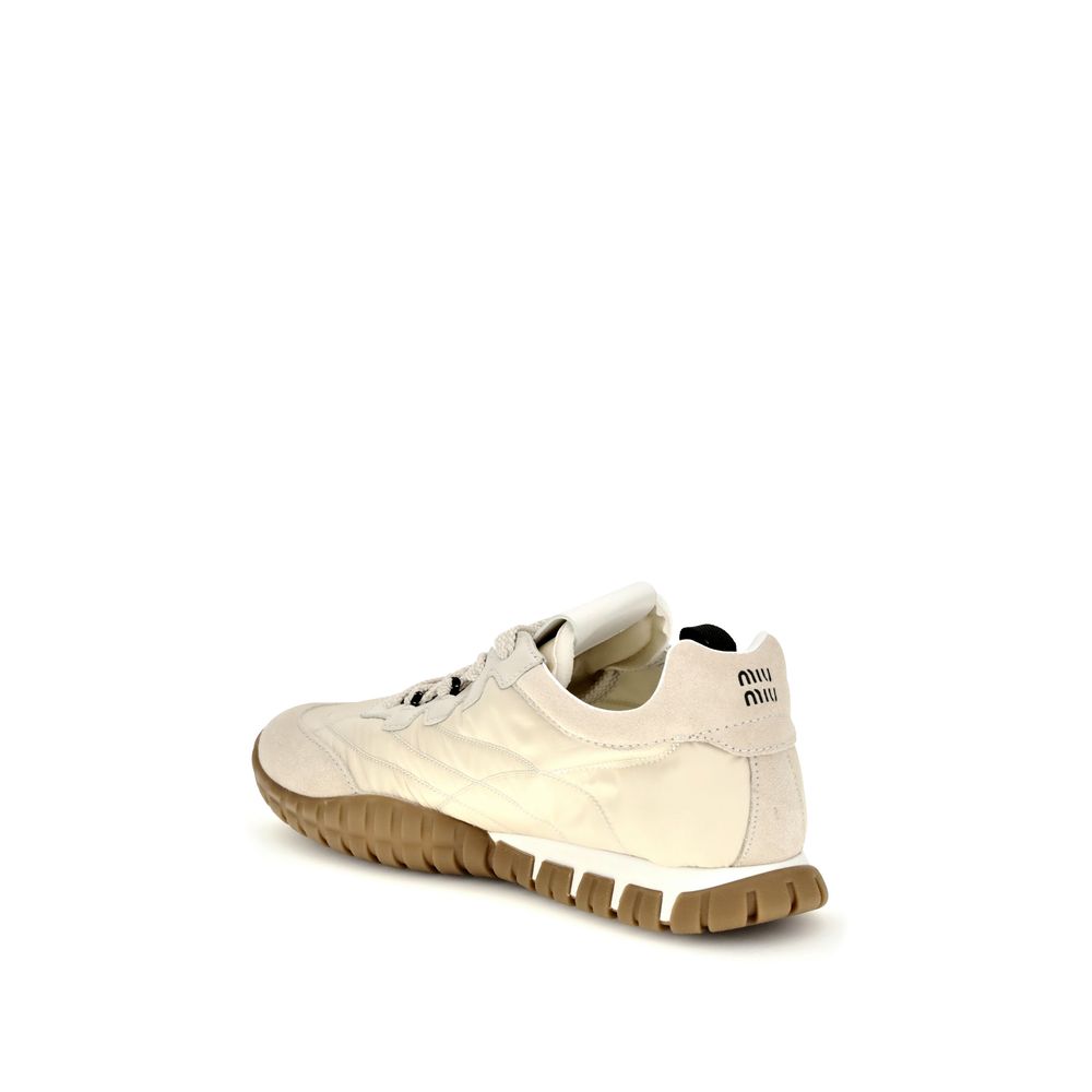 Miu Miu Cream Recycled Polyamide Athletic Sneakers Miu Miu