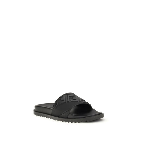 Fendi Black Rubber Flat Sandals Fendi