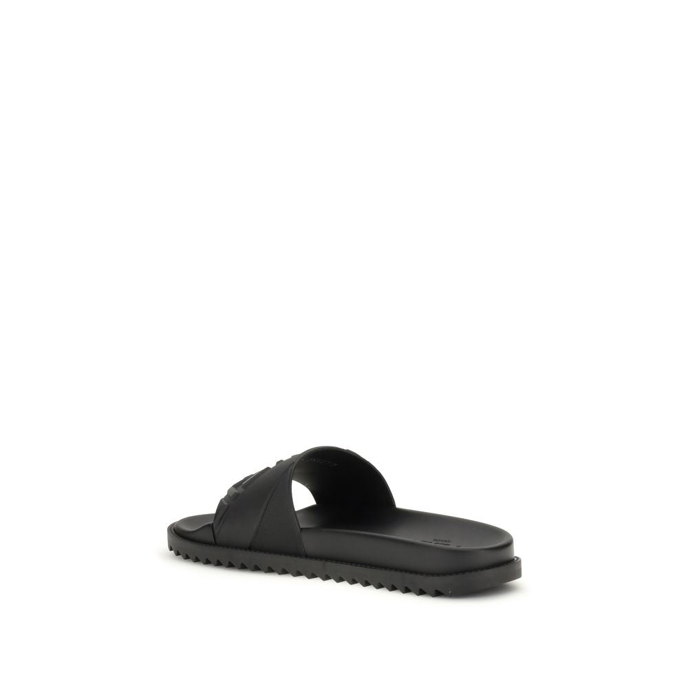 Fendi Black Rubber Flat Sandals Fendi