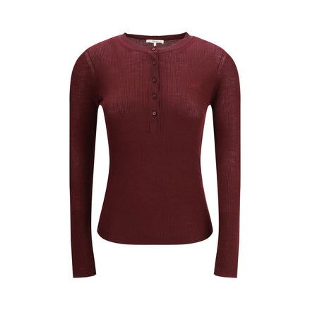 Chloé Bordeaux Wool Long Sleeve T-Shirt Chloé