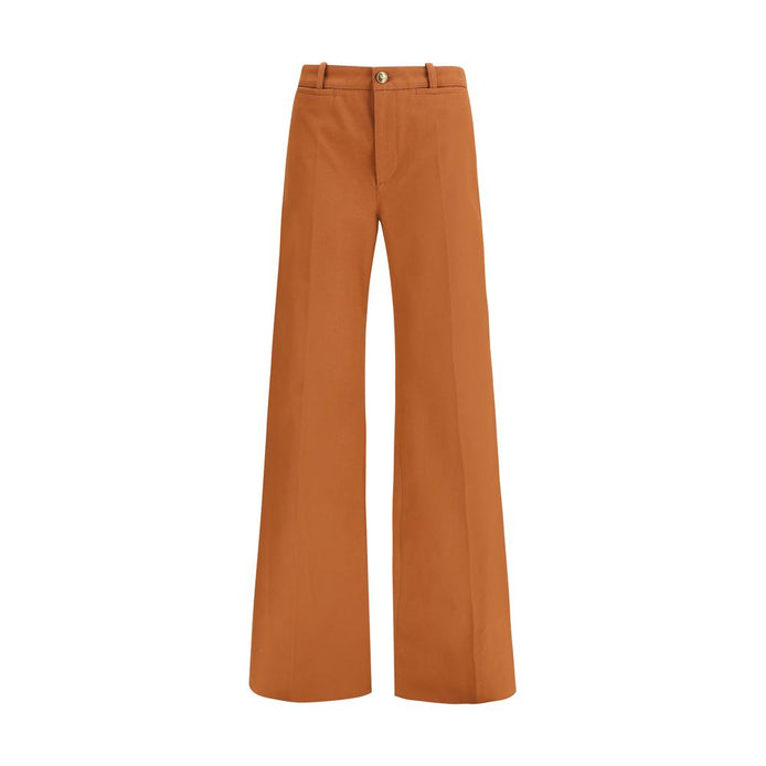 Chloé Brown Cotton Flared Pants Chloé