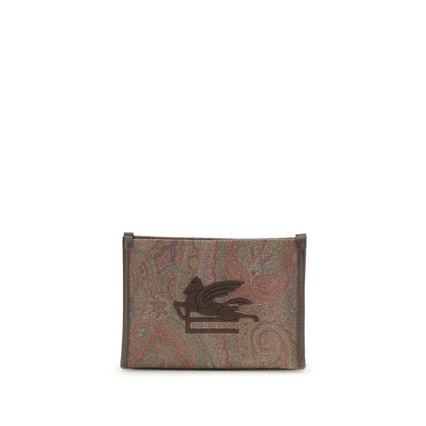 Etro Brown Calf Leather Bos Taurus Clutch Bag Etro
