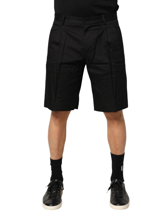 Dolce & Gabbana Black Cotton Stretch Mid Wasit Bermuda Shorts Dolce & Gabbana