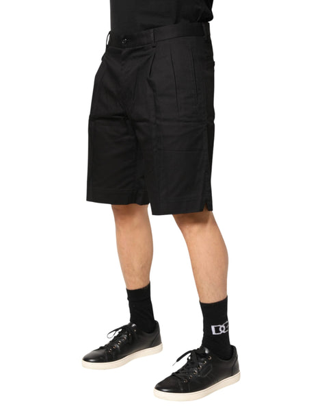 Dolce & Gabbana Black Cotton Stretch Mid Wasit Bermuda Shorts Dolce & Gabbana