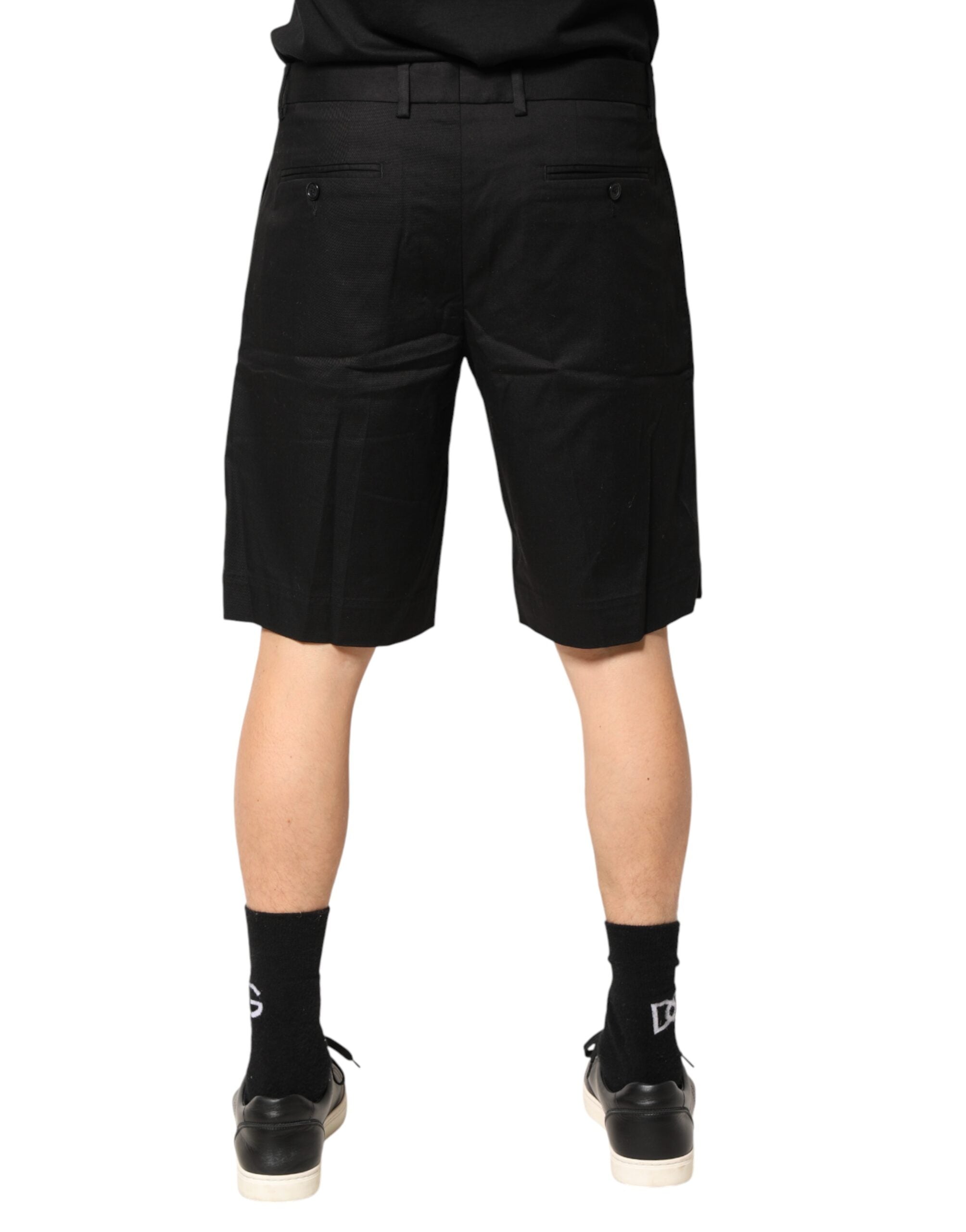 Dolce & Gabbana Black Cotton Stretch Mid Wasit Bermuda Shorts Dolce & Gabbana