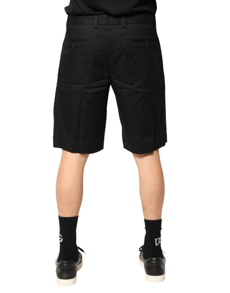 Dolce & Gabbana Black Cotton Stretch Mid Wasit Bermuda Shorts Dolce & Gabbana