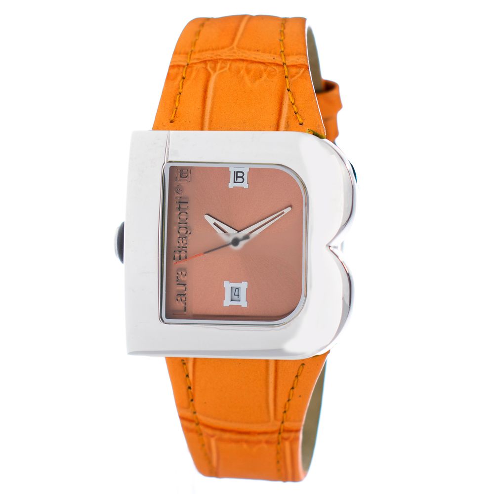 Laura Biagiotti Orange Leather Dress Watch Laura Biagiotti