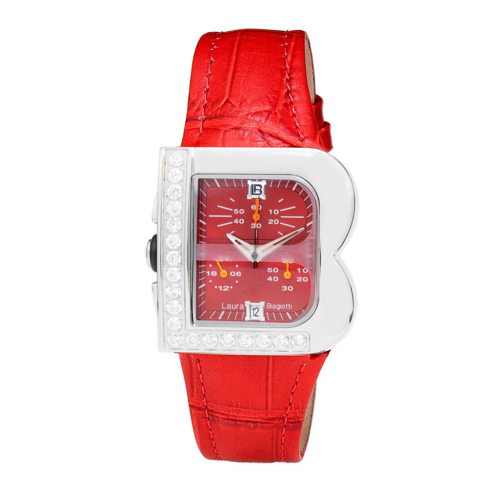 Laura Biagiotti Red Leather Dress Watch Laura Biagiotti