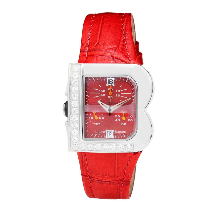 Laura Biagiotti Red Leather Dress Watch Laura Biagiotti