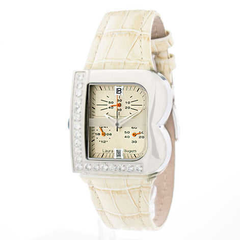 Laura Biagiotti Beige Leather Dress Watch Laura Biagiotti