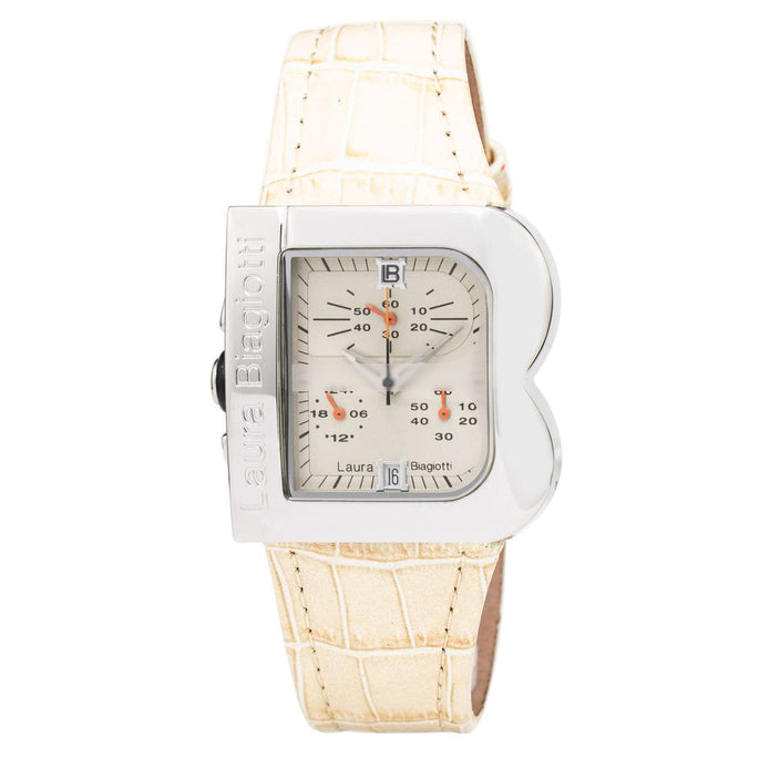 Laura Biagiotti Beige Leather Dress Watch Laura Biagiotti