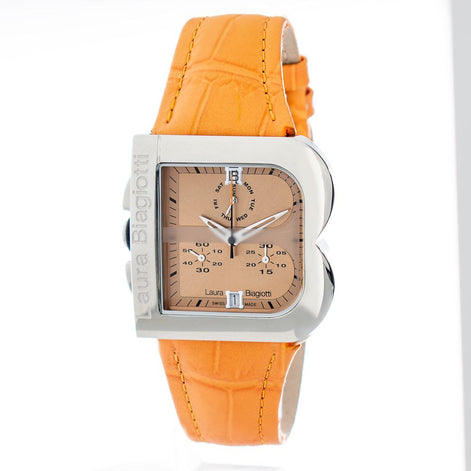 Laura Biagiotti Orange Leather Dress Watch Laura Biagiotti