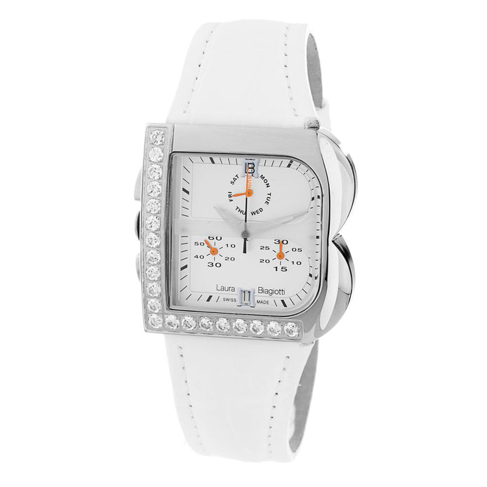 Laura Biagiotti White Leather Dress Watch Laura Biagiotti