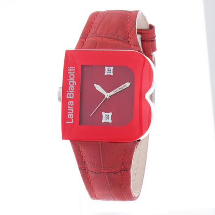 Laura Biagiotti Red Leather Dress Watch Laura Biagiotti