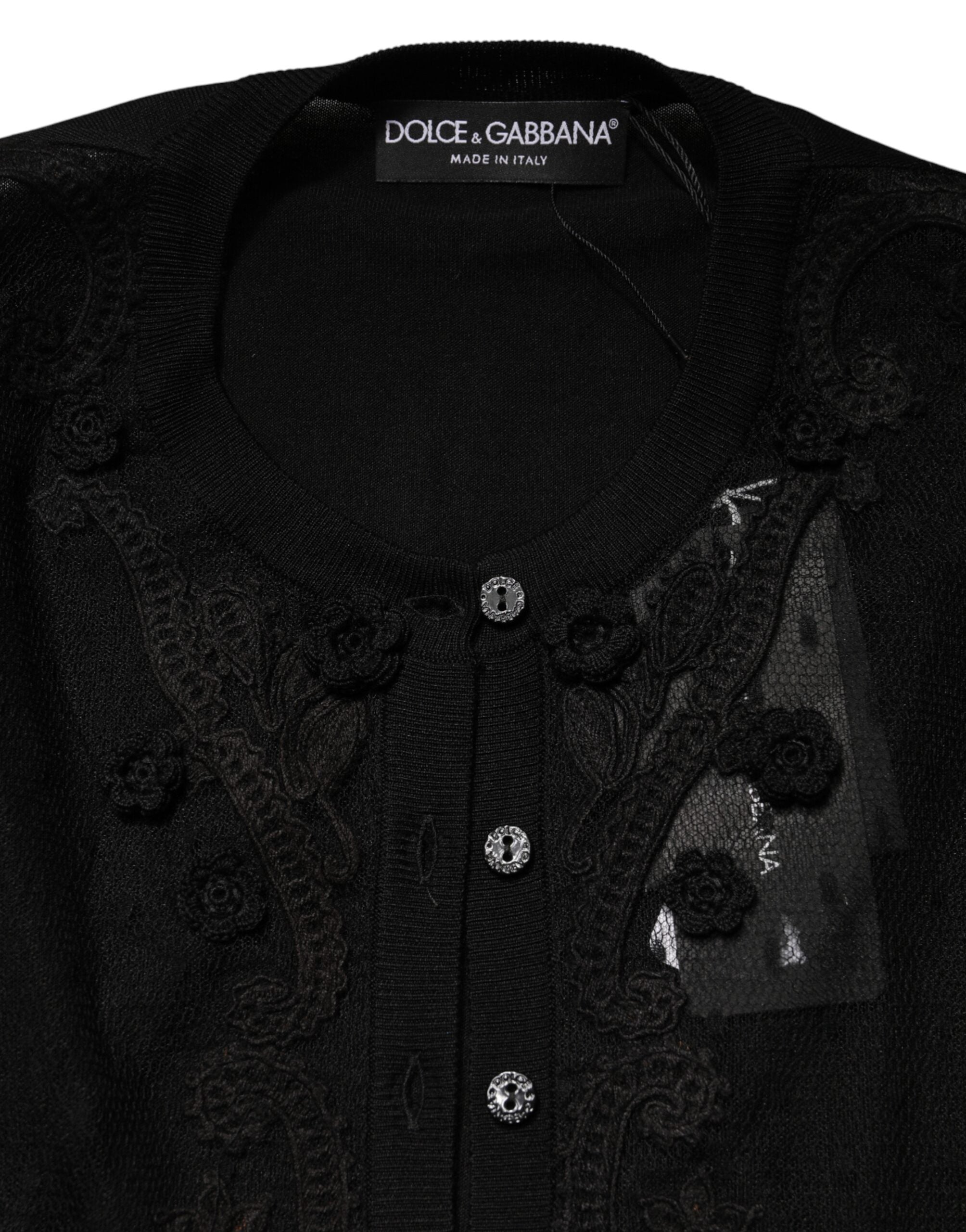 Dolce & Gabbana Black Sheer Button Down Cardigan Sweater Dolce & Gabbana