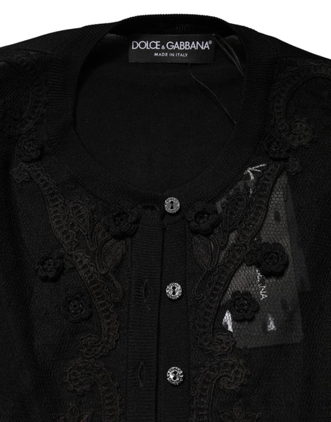 Dolce & Gabbana Black Sheer Button Down Cardigan Sweater Dolce & Gabbana