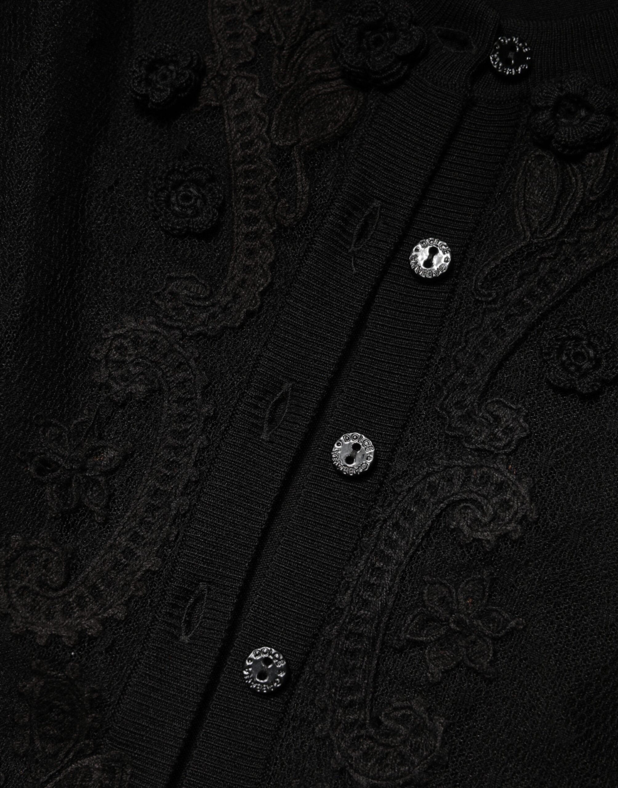 Dolce & Gabbana Black Sheer Button Down Cardigan Sweater Dolce & Gabbana
